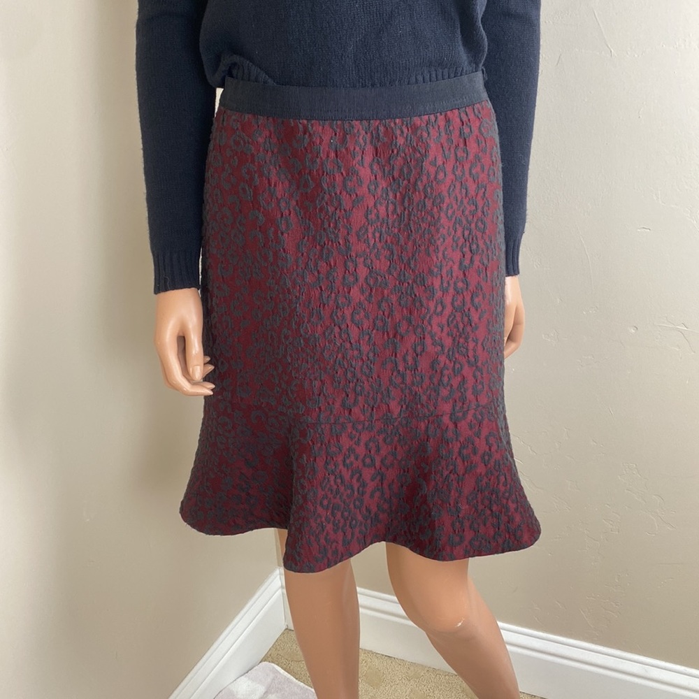Ann Taylor Burgundy skirt with leopard print size 2